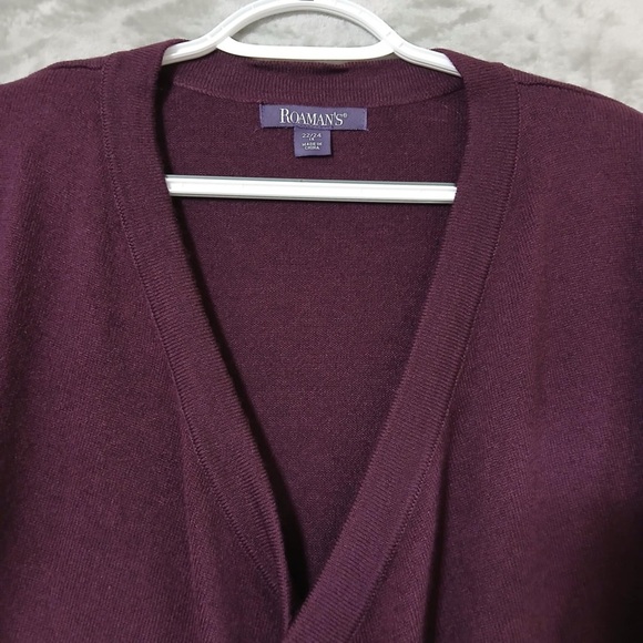 Roaman’s Women Cardigan Size 1X Waterfall Plum Purple Lagenlook Plus Size - Picture 3 of 7